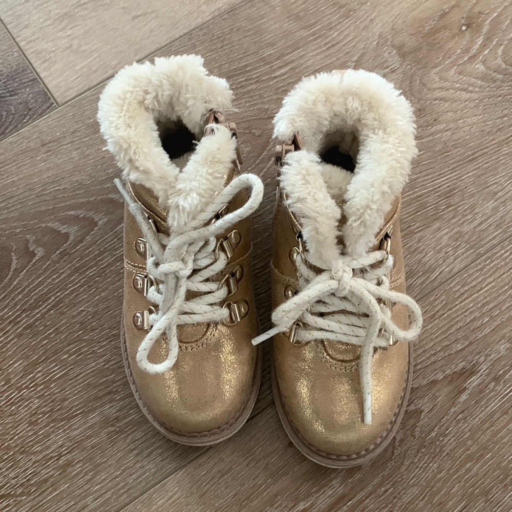 Toddler Gold Zipper Slip-On Boots